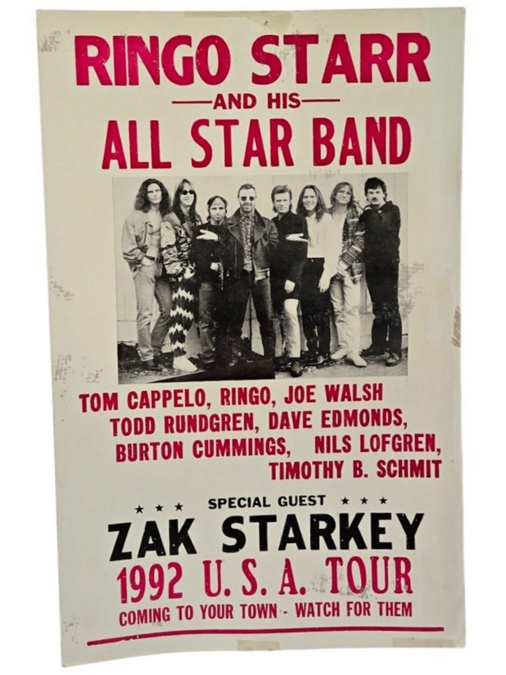 Ringo Starr 1992 US Tour Poster All Star Band Tribune Showprint Cardstock 22x14